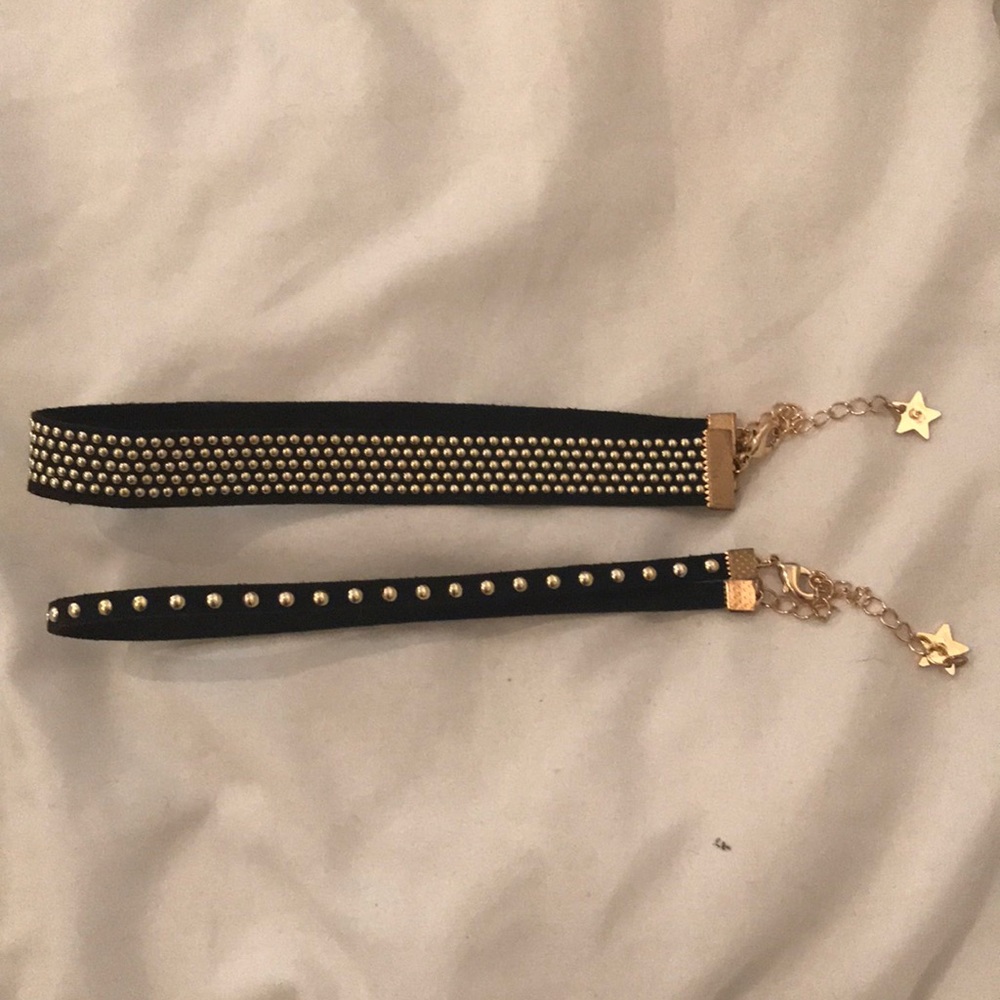 2 Black and gold chokers (bundle)